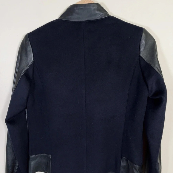 DANIER  | WOOL COAT CONTRAST LEATHER SLEEVES - Picture 13 of 15